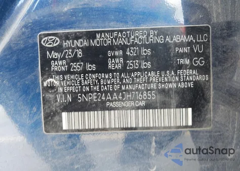 2018 Hyundai Sonata Eco из США, поврежденный, VIN 5NPE24AA4JH716855